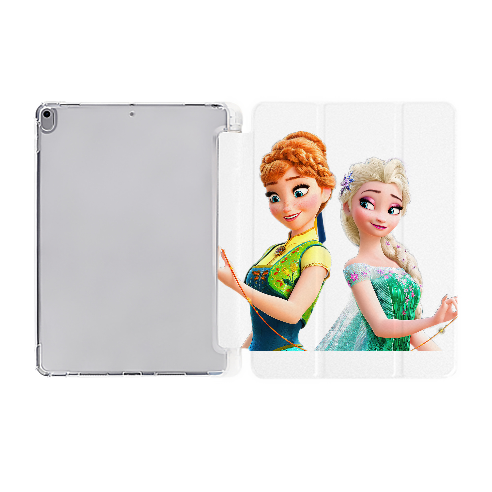 （画像用） アナと雪の女王 アンナ エルサ Frozen Anna Elsa IPad ケース ペン収納付き 三つ折りスタンド PUレザー×シリコン 対応機種9.5/10.5/10.9インチ